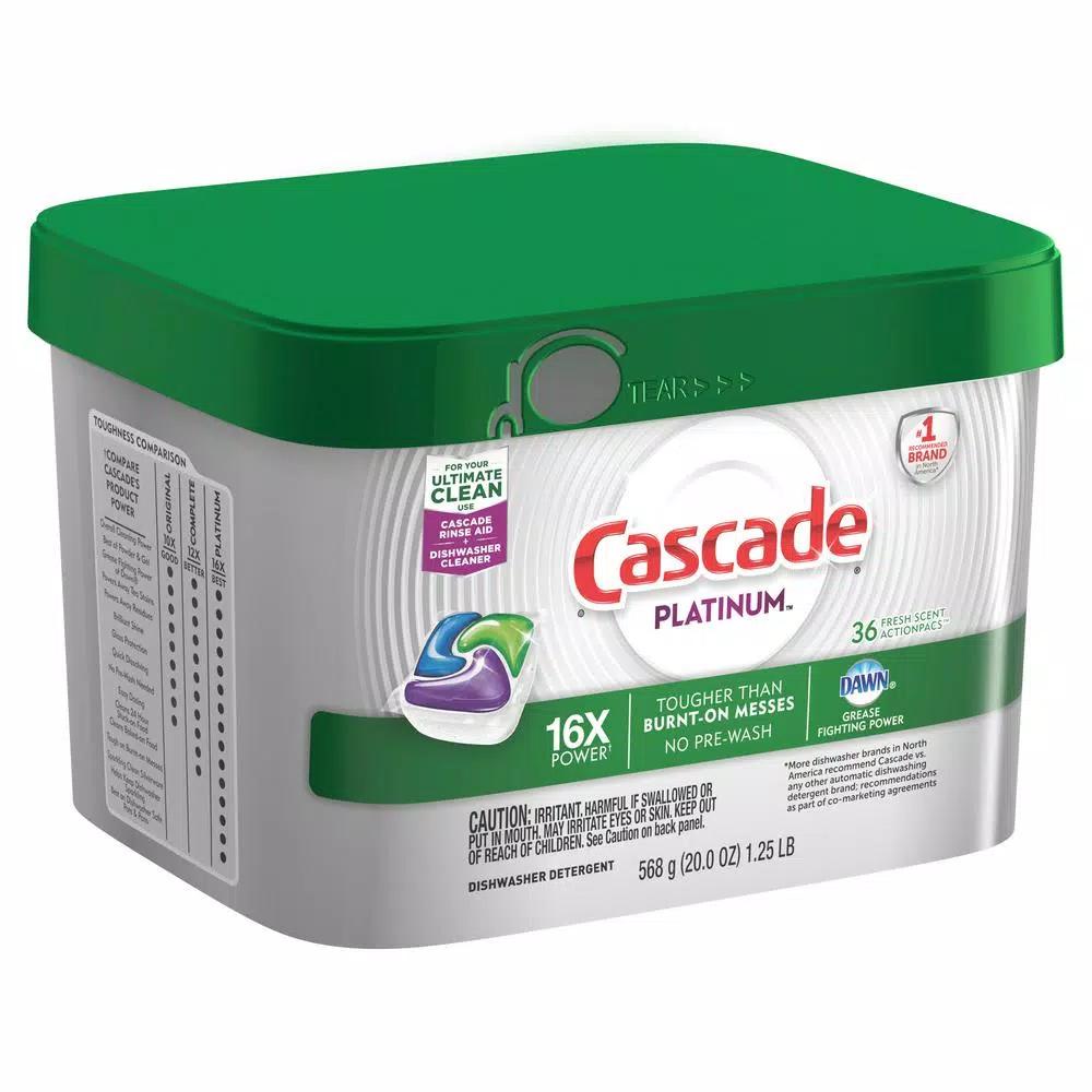 Cascade Platinum ActionPacs Dishwasher Detergent with Dawn, Fresh Scent (2 x 36-Count)