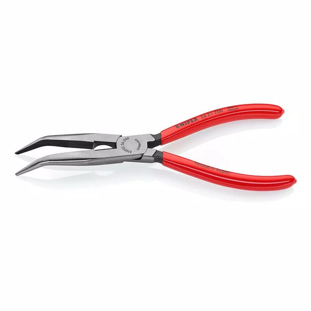 KNIPEX 8 in. Angled Long Nose Pliers with Cutter, 40° Bent Snipe Nose Side Cutting Pliers