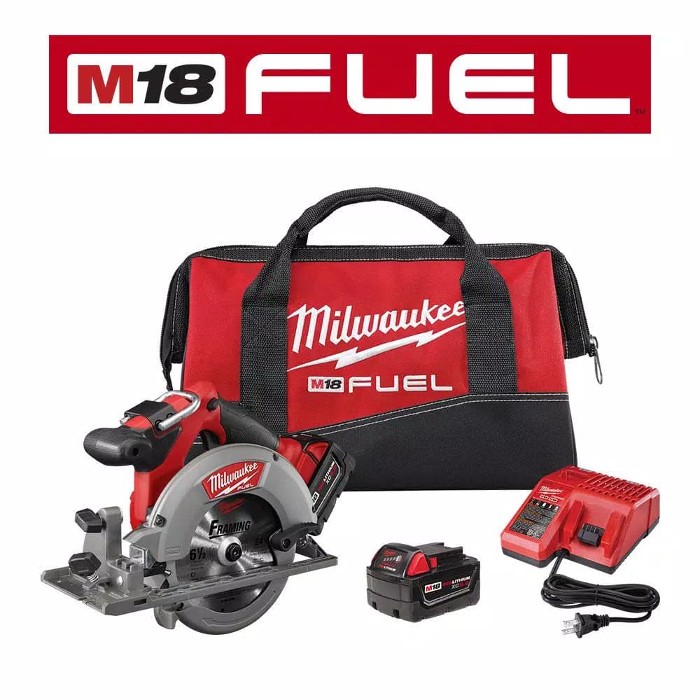 Milwaukee M18 FUEL 6-1/2 in. Brushless Cordless Circular Saw Kit with (2) 5.0 Ah Batteries & Charger