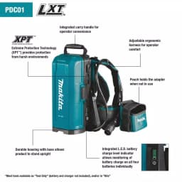 Makita 18V LXT and LXT X2 Portable Backpack Power Supply thumbnail 2