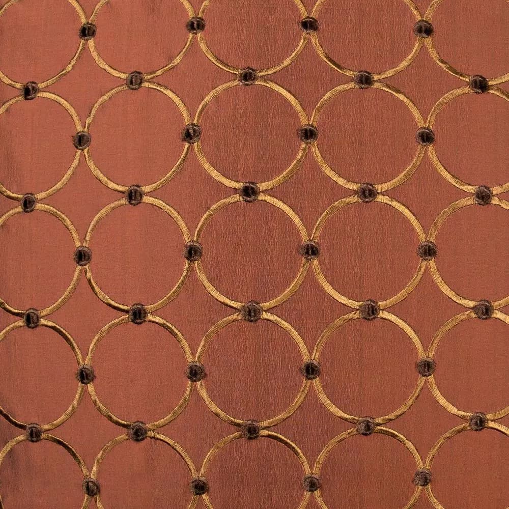 Unbranded Caprica Sienna Geometric Embroidered Faux Silk Throw Pillow, 24 x 24 in, Brown Down Fill