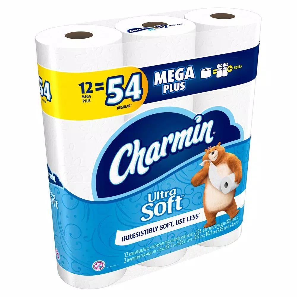 Charmin Ultra Strong Toilet Paper, Mega Plus Rolls, 12 Count