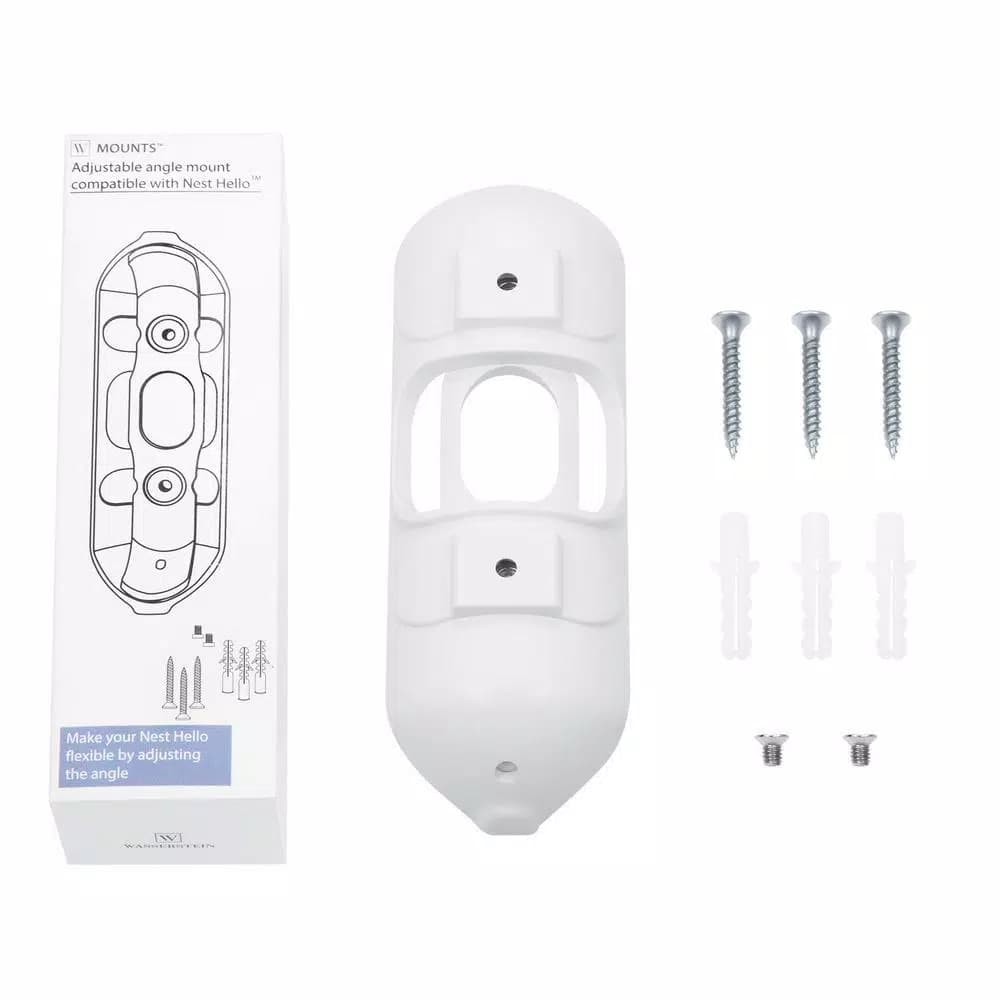 Wasserstein Adjustable Angle Wall Mount for Google Nest Hello Video Doorbell, White