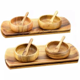 Acaciaware 12-Piece Acacia Wood Oval Serving Tray Set with Bowls and Spoons thumbnail 1