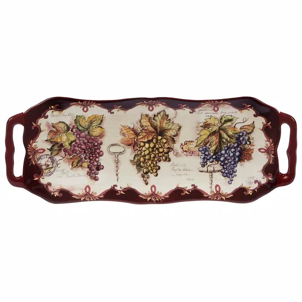 Certified International Vintners Journal Ceramic Rectangular Serving Platter, 16 x 6.25 in.