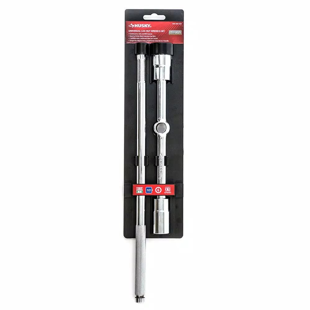Husky Universal Lug Nut Wrench Set, 4-Piece, 1/2 in. Drive, SAE and Metric