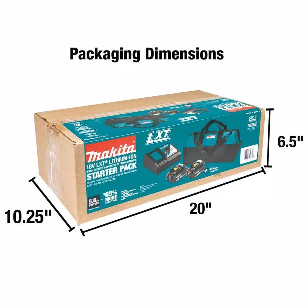 Makita 18V LXT Lithium-Ion Battery and Dual Port Rapid Optimum Charger Starter Pack (5.0Ah)