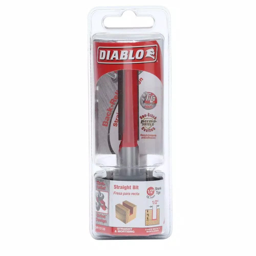 Diablo 1/2 in. x 2 in. Carbide Straight Router Bit with Titanium Construction