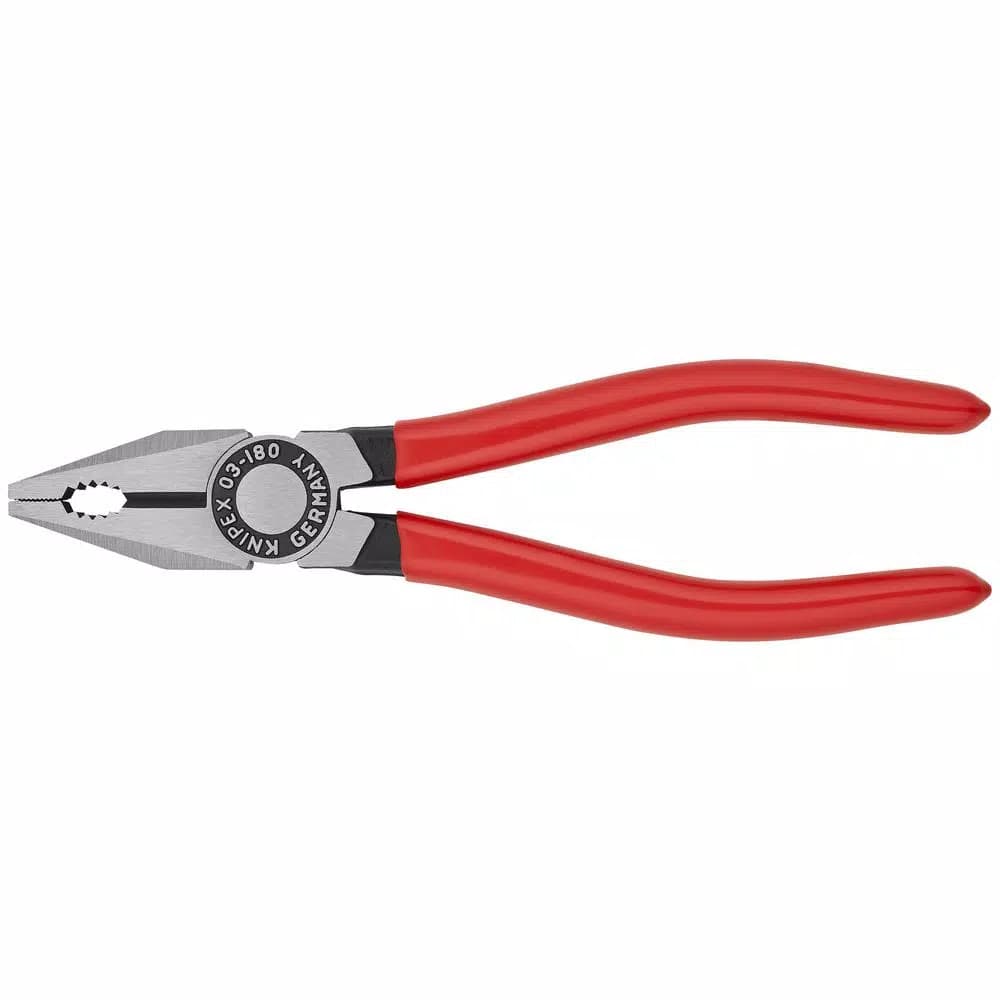KNIPEX 7.25 in. Heavy Duty Forged Steel Combination Pliers, 60 HRC Cutting Edge