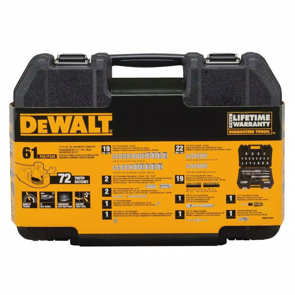 DEWALT 61-Piece 1/4 in. and 3/8 in. Drive Combination Socket Set