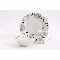 Gibson Home Modern Times 12-Piece Ceramic Dinnerware Set, Black Geometric Design on White, Service for 4 thumbnail 4
