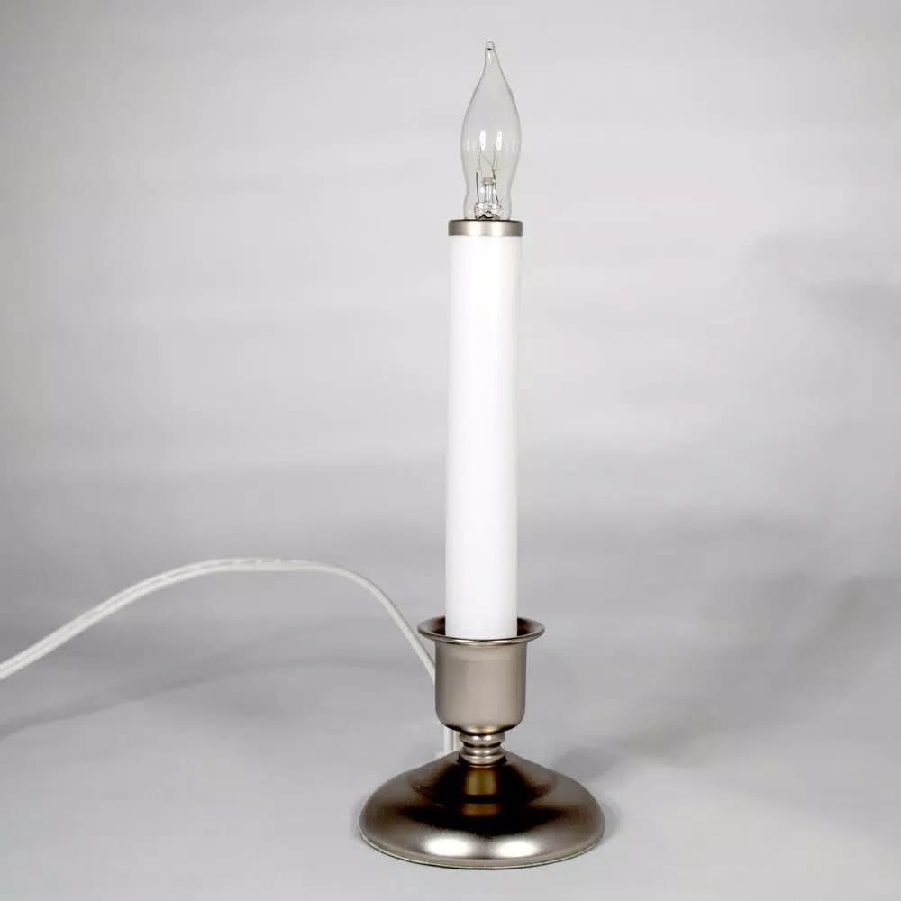 Unbranded 9 in. Electric Christmas Window Candles with Pewter Metal Base, Set of 4