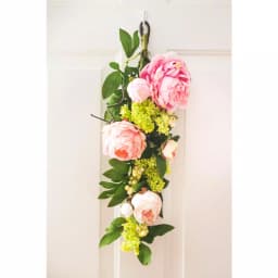 Nearly Natural 24 in. Mixed Pink Peony and Hydrangea Teardrop Floral Swag Wreath thumbnail 4