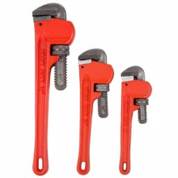 Stalwart 3-Piece Heavy Duty Cast Iron Pipe Wrench Set with Storage Pouch thumbnail 1
