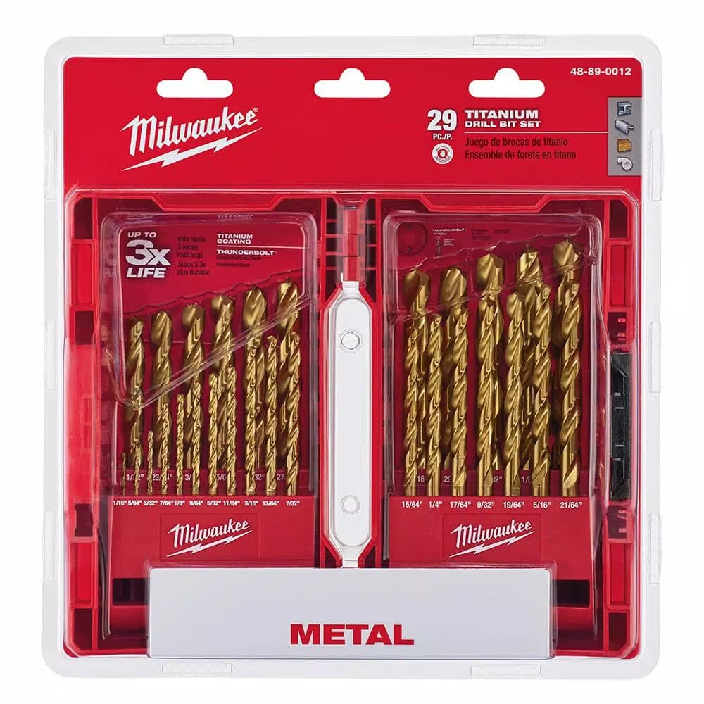 Milwaukee Thunderbolt Titanium Coated Twist Drill Bit Set, 29-Piece