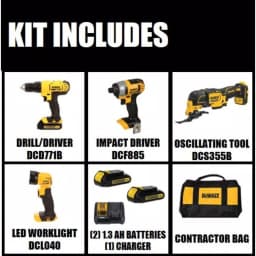 DEWALT 20V MAX Cordless 4-Tool Combo Kit with (2) 1.5 Ah Batteries & Charger thumbnail 2