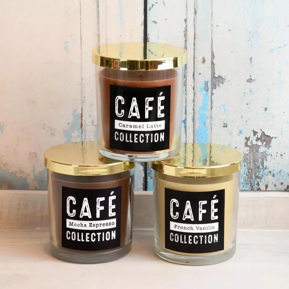 LUMABASE Coffee Cafe Collection Scented Candles, 10 oz. Glass Jars, Set of 3