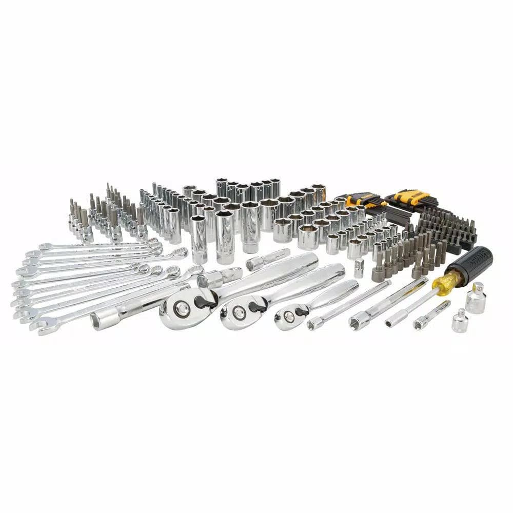 DEWALT 200-Piece Mechanics Tool Set with 1/4 in., 3/8 in., and 1/2 in. Drive, Polished Chrome
