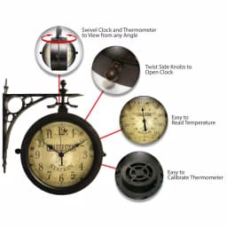 Infinity Instruments Charleston 8 in. Round Double-Sided Outdoor Wall Clock & Thermometer thumbnail 5
