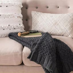 Safavieh Affinity Dark Grey Cable Knit Cotton Throw Blanket, 50 x 60 in. thumbnail 1