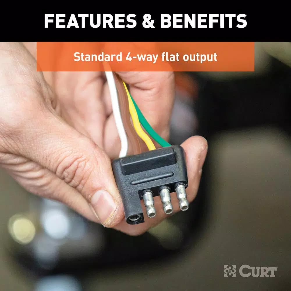 CURT 4-Way Flat Trailer Side Connector Plug with 48" Color-Coded Wires
