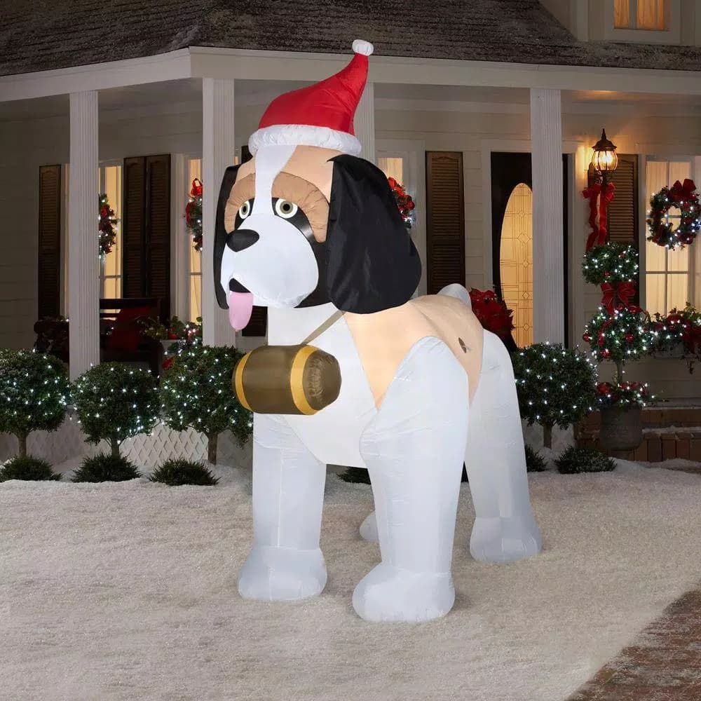 Gemmy 9 ft. Inflatable St. Bernard Christmas Yard Decoration with White Lights