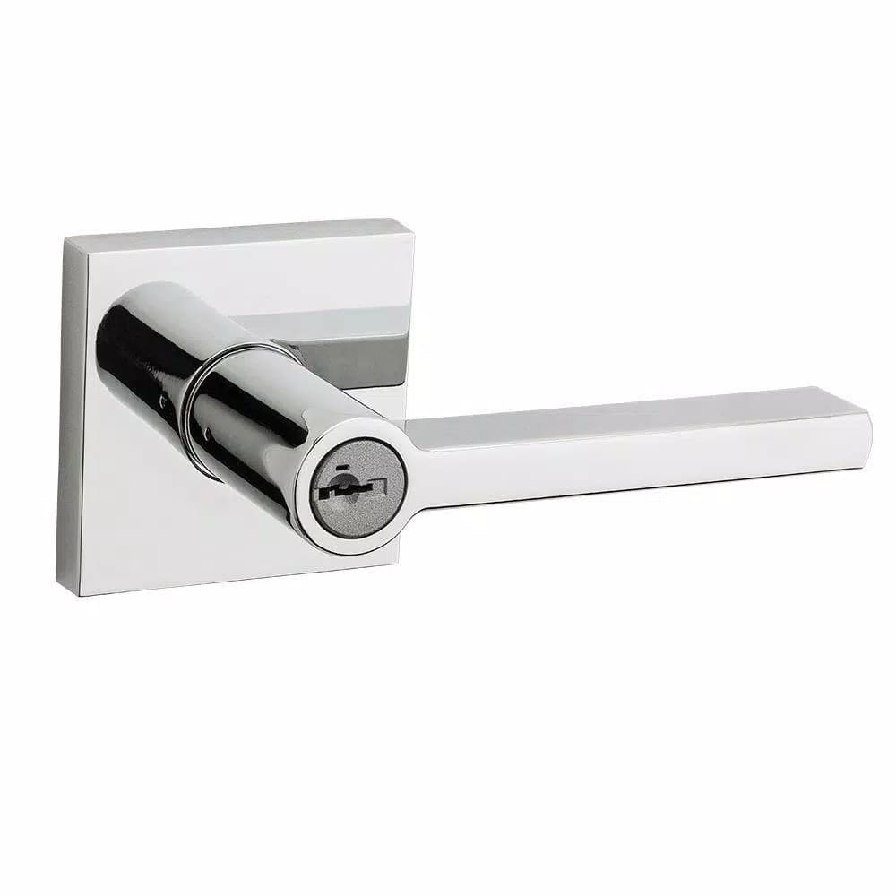 Kwikset Halifax Square Entry Door Lever, Polished Chrome with SmartKey Security