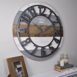 FirsTime and Co. 27 in. Shabby Planks Wall Clock, Rustic Wood Design thumbnail 1