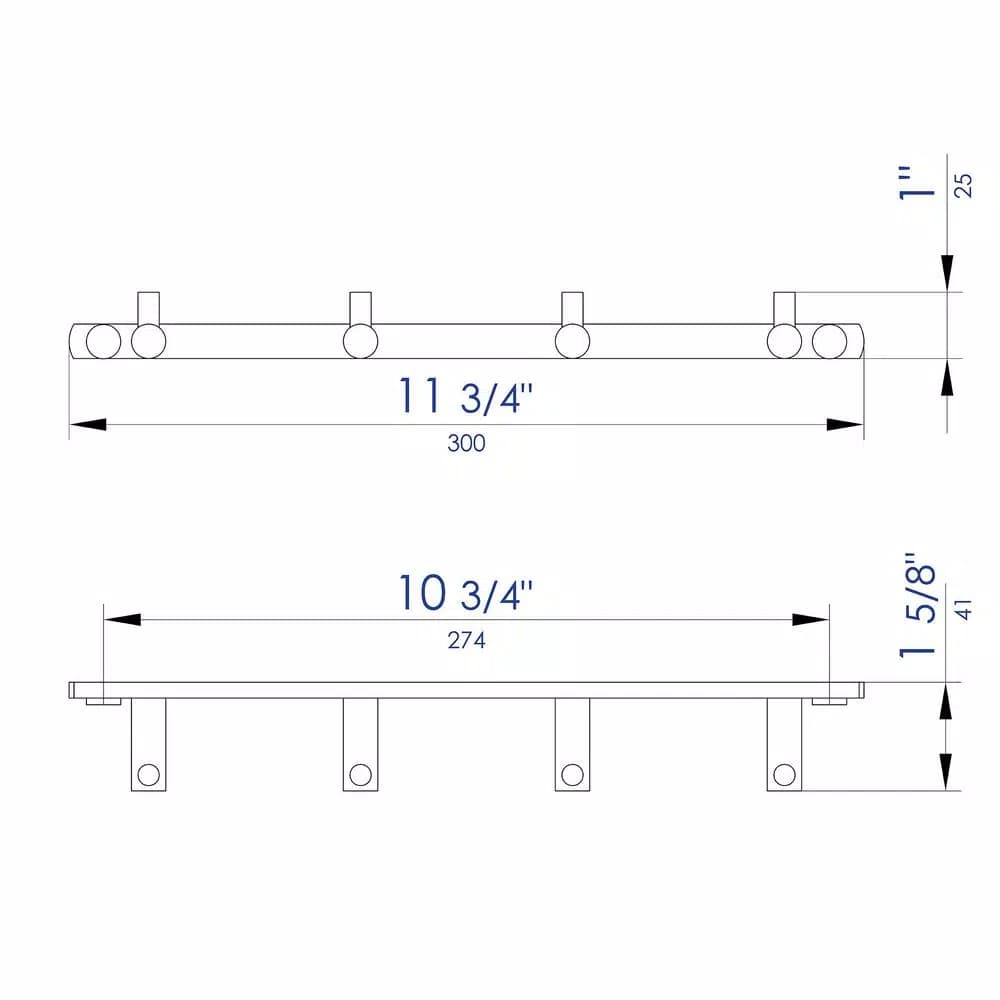 ALFI BRAND AB9528 Quadruple Robe Hook, Polished Chrome, Solid Brass