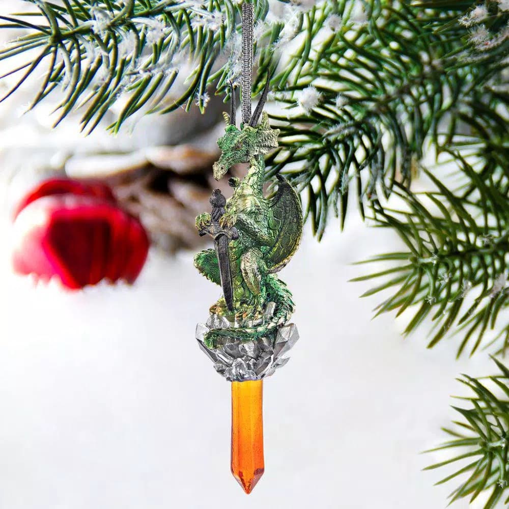 Design Toscano Cicles the Gothic Dragon Collectible Holiday Ornament, 6.25 in.