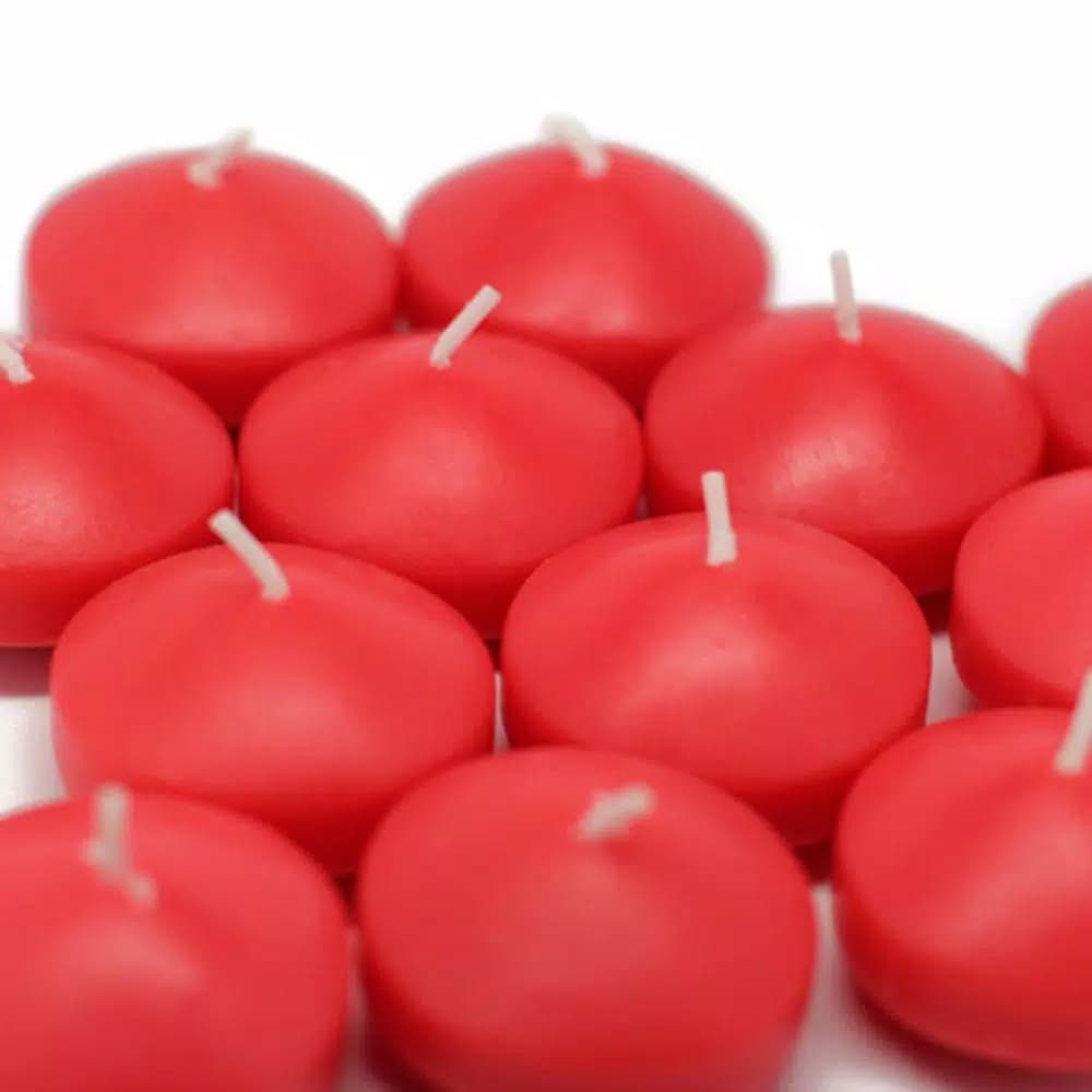 Zest Candle Ruby Red Floating Candles, 1.75 in. Diameter (Box of 24)