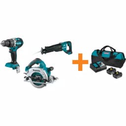 Makita 18V LXT Brushless Cordless Combo Kit: Hammer Drill, 7-1/4 in. Circular Saw, Reciprocating Saw & Battery Starter Pack thumbnail 1