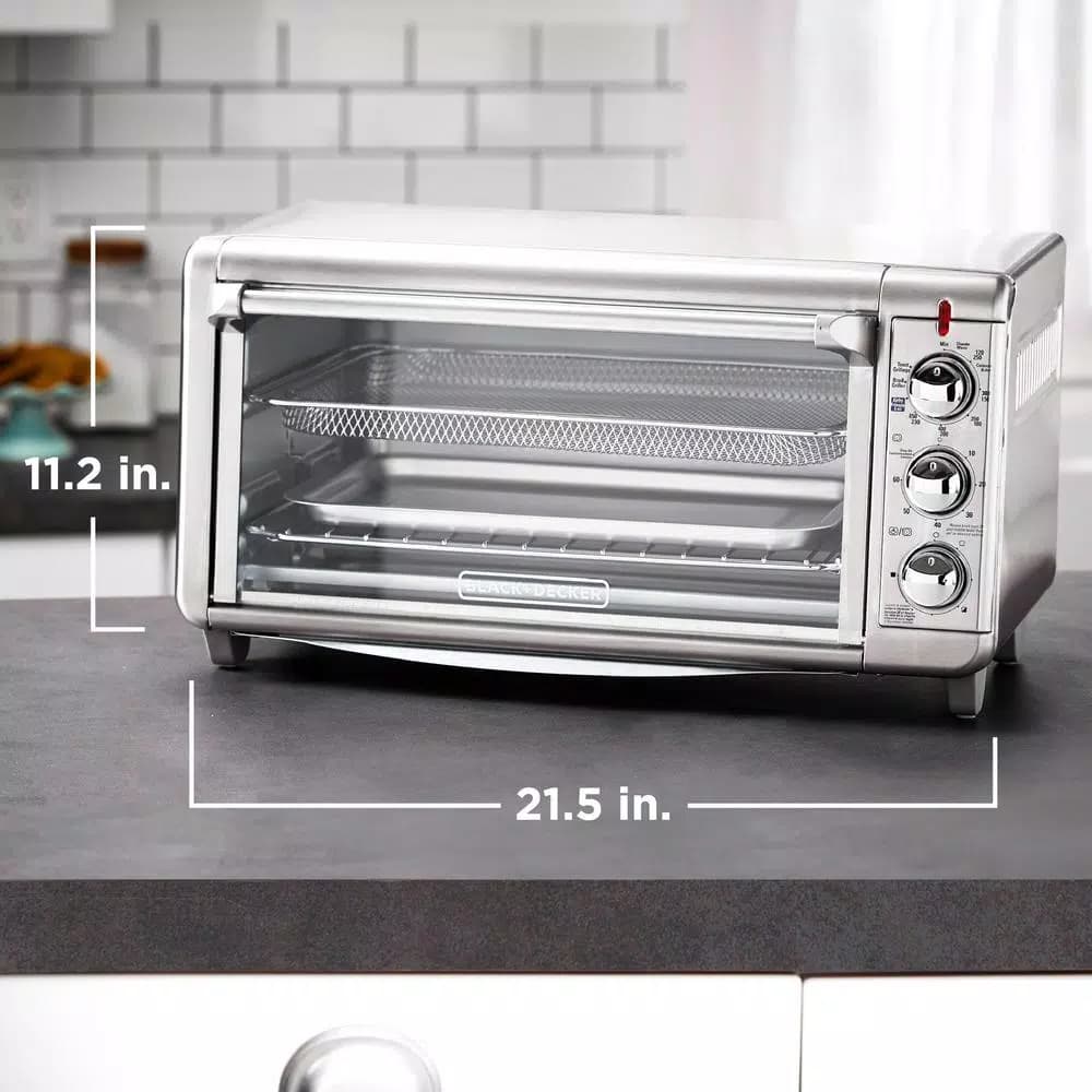 BLACK+DECKER 1500W Extra Wide Crisp 'N Bake Air Fry Toaster Oven, 8-Slice, Stainless Steel
