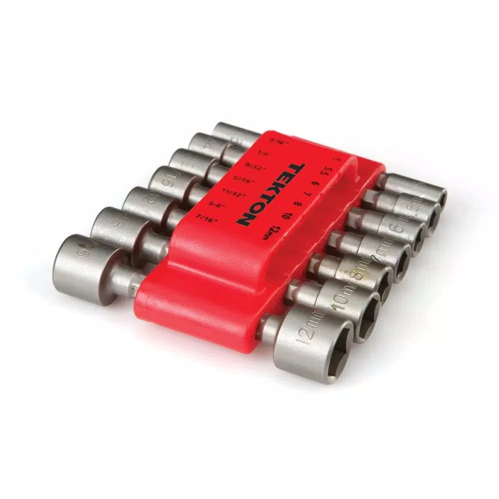 TEKTON 14-Piece Quick-Change Power Nut Driver Bit Set, 3/16-7/16 in. and 5-12 mm