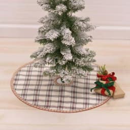 VHC Brands Amory 21 in. Ivory White Plaid Cotton Christmas Tree Skirt thumbnail 4