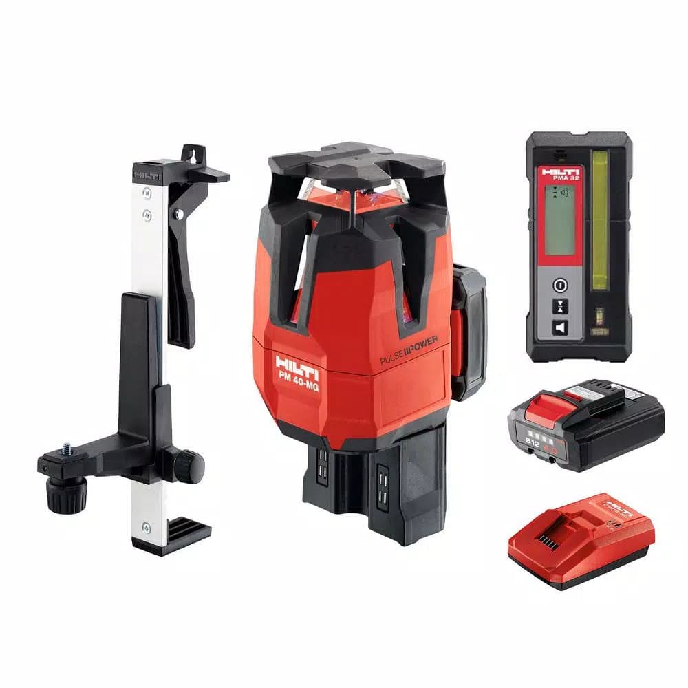 Hilti PM 40-MG 130 ft. Multi-Line Green Laser Level Kit with Receiver and Wall Mount