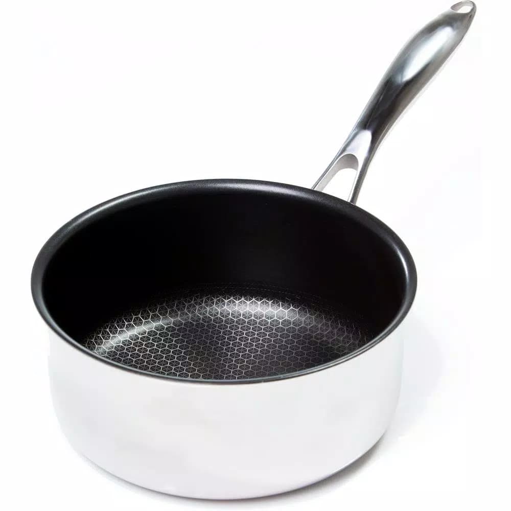 Black Cube 2.5 qt. Hybrid Stainless Steel Nonstick Sauce Pan with Glass Lid