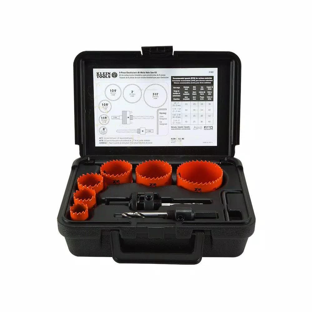 Klein Tools Bi-Metal Hole Saw Kit, 8-Piece Set with Carrying Case