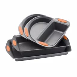 Rachael Ray Oven Lovin' 5-Piece Nonstick Aluminum Bakeware Set, Gray and Orange thumbnail 1