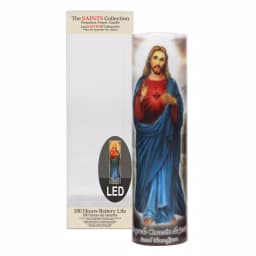 Stonebriar Collection 8 in. Jesus LED Flameless Prayer Candle - English & Spanish thumbnail 3