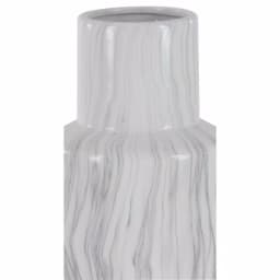 LITTON LANE 21 in. Classic Marble Cylinder White Ceramic Decorative Vase with Gray Veining thumbnail 5