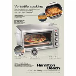 Hamilton Beach 1440-Watt 6-Slice Stainless Steel Countertop Toaster Oven thumbnail 8
