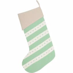 VHC Brands 20 in. Mint Margot Farmhouse Christmas Stocking with Diamond Cut Lace and Cotton/Felt thumbnail 2