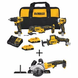 DEWALT 20V MAX ATOMIC Brushless 4-Tool Combo Kit with 4-1/2 in. Circular Saw, (2) 2.0 Ah Batteries & Charger thumbnail 1