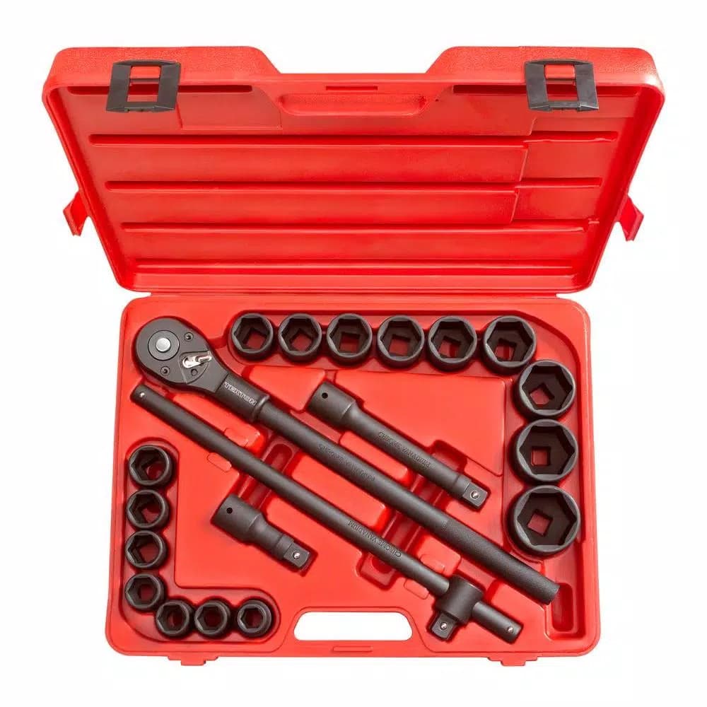 TEKTON 21-Piece 3/4 in. Drive Impact Socket Set, 3/4-2 in. Sizes, with Ratchet and Breaker Bar
