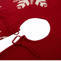 Glitzhome 48 in. Knitted Snowflake Pattern Christmas Tree Skirt thumbnail 3