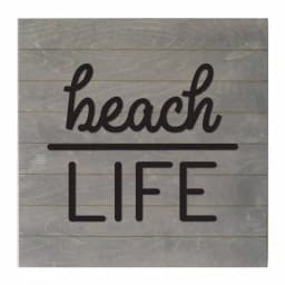 Petal Lane Home Beach Life Slat Board, Gray Wood Memo Board with White Lettering thumbnail 1