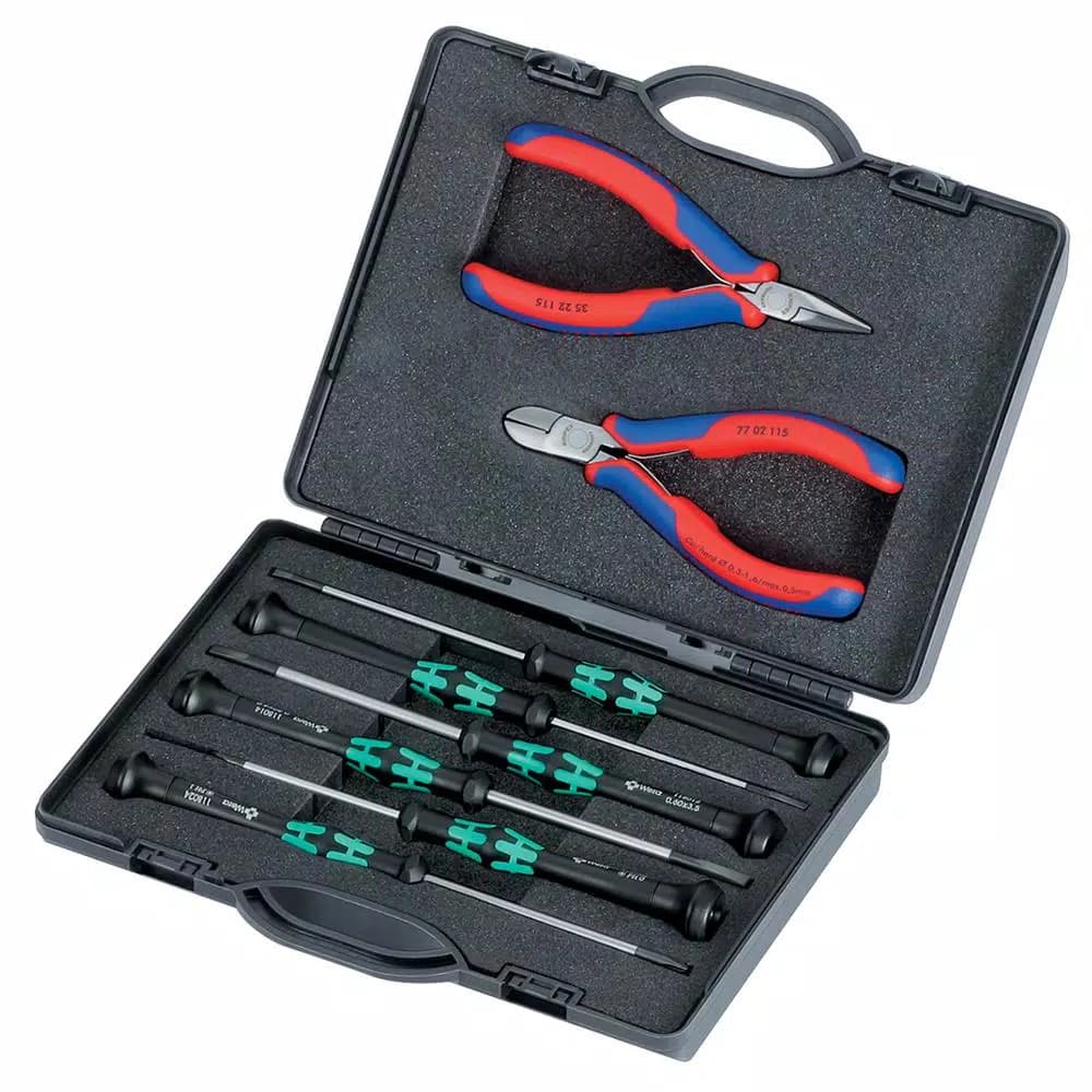 KNIPEX 8-Piece ESD Electronics Tool Set with Molded Foam Storage Case