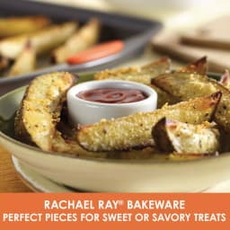 Rachael Ray Oven Lovin' 5-Piece Nonstick Aluminum Bakeware Set, Gray and Orange thumbnail 7