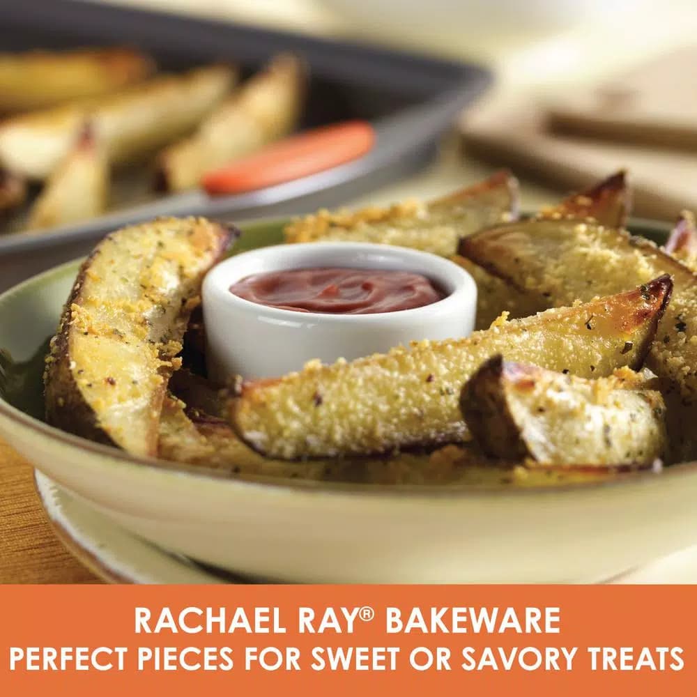 Rachael Ray Oven Lovin' 5-Piece Nonstick Aluminum Bakeware Set, Gray and Orange